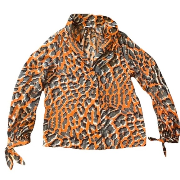 Topshop Leopard Print Button-Down Blouse - Picture 1 of 4